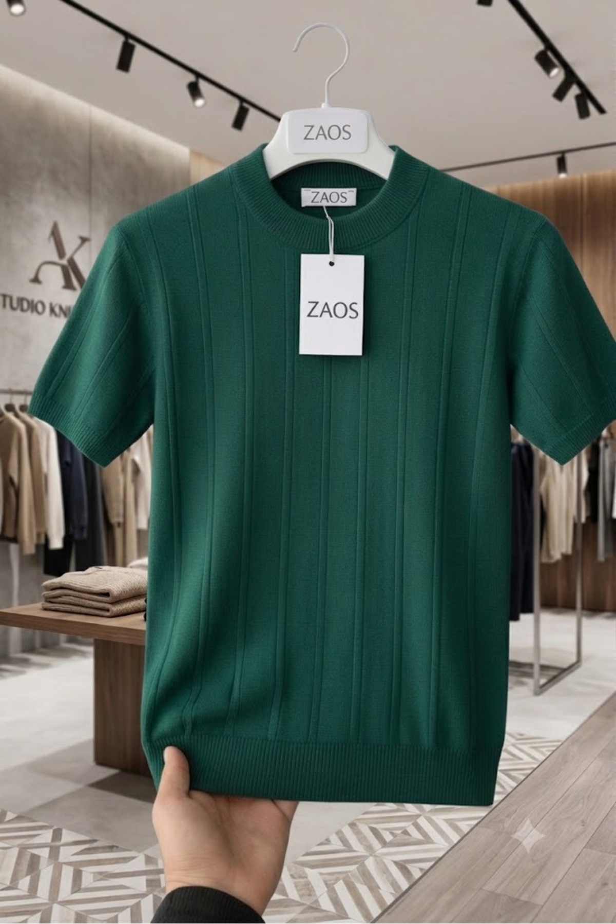 zs zaos fashion Men's Summer Short-Sleeved Crew Neck Knitwear T-Shirt 0 Collar Basic Quality T-Shirt