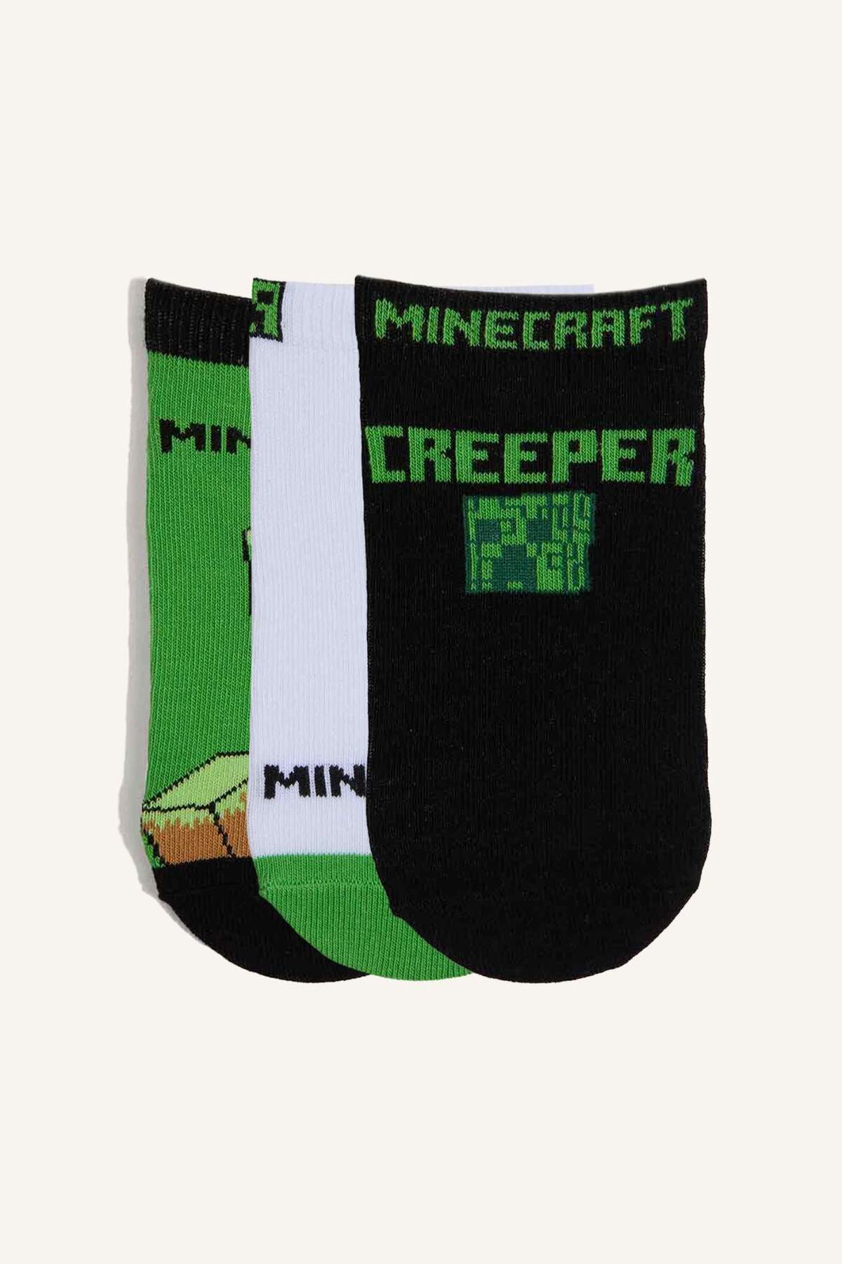 Minecraft Lisanslı 3'lü Pamuklu Patik Karma Çorap Erkek Çocuk I1012A8NS