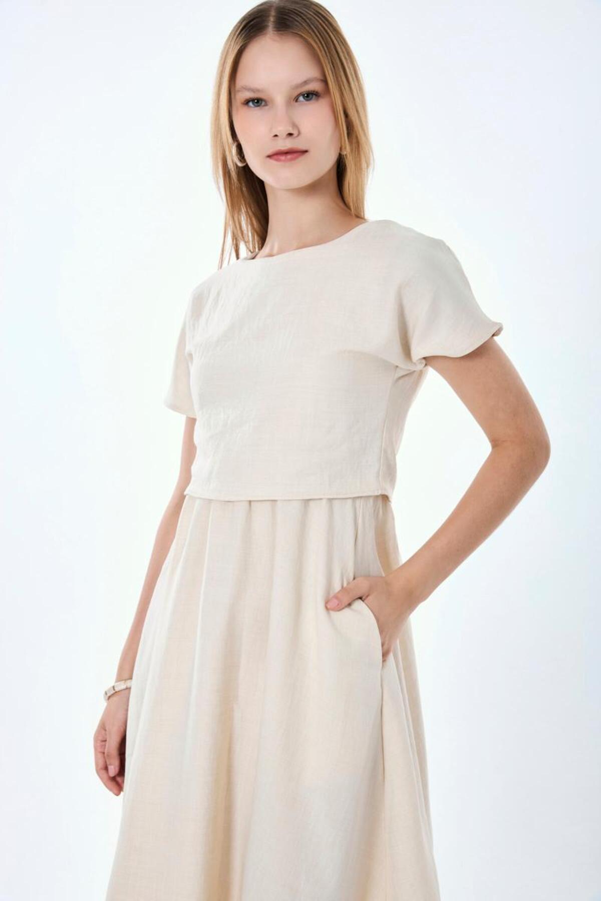 MY GRS Crew Neck Half Sleeve 2 Piece Dress