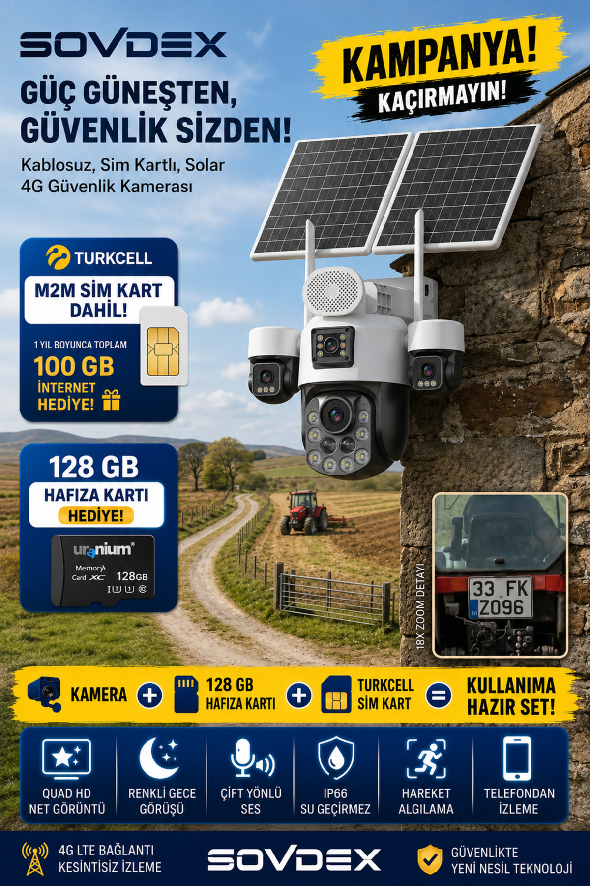inox x25 SOLAR 4G GÜVENLİK KAMERASI KAMPANYASI! Turkcell M2M SIM
