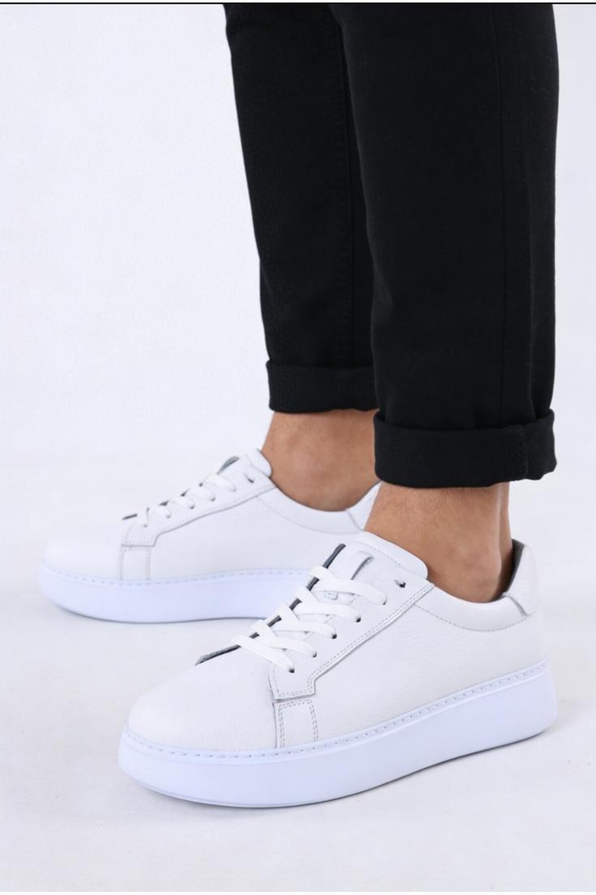 TROVIX Premium Beyaz Erkek Sneaker, %100 Hakiki Deri, Beyaz EVA Taban görsel 2