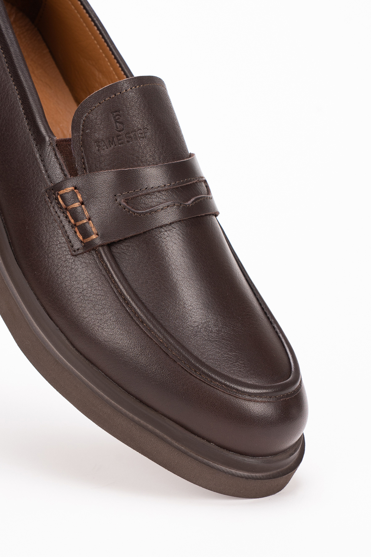 Fame Step Hakiki Deri Erkek Loafer Mokasen Klasik Ayakkabı Comfort Kahve Prato görsel 6