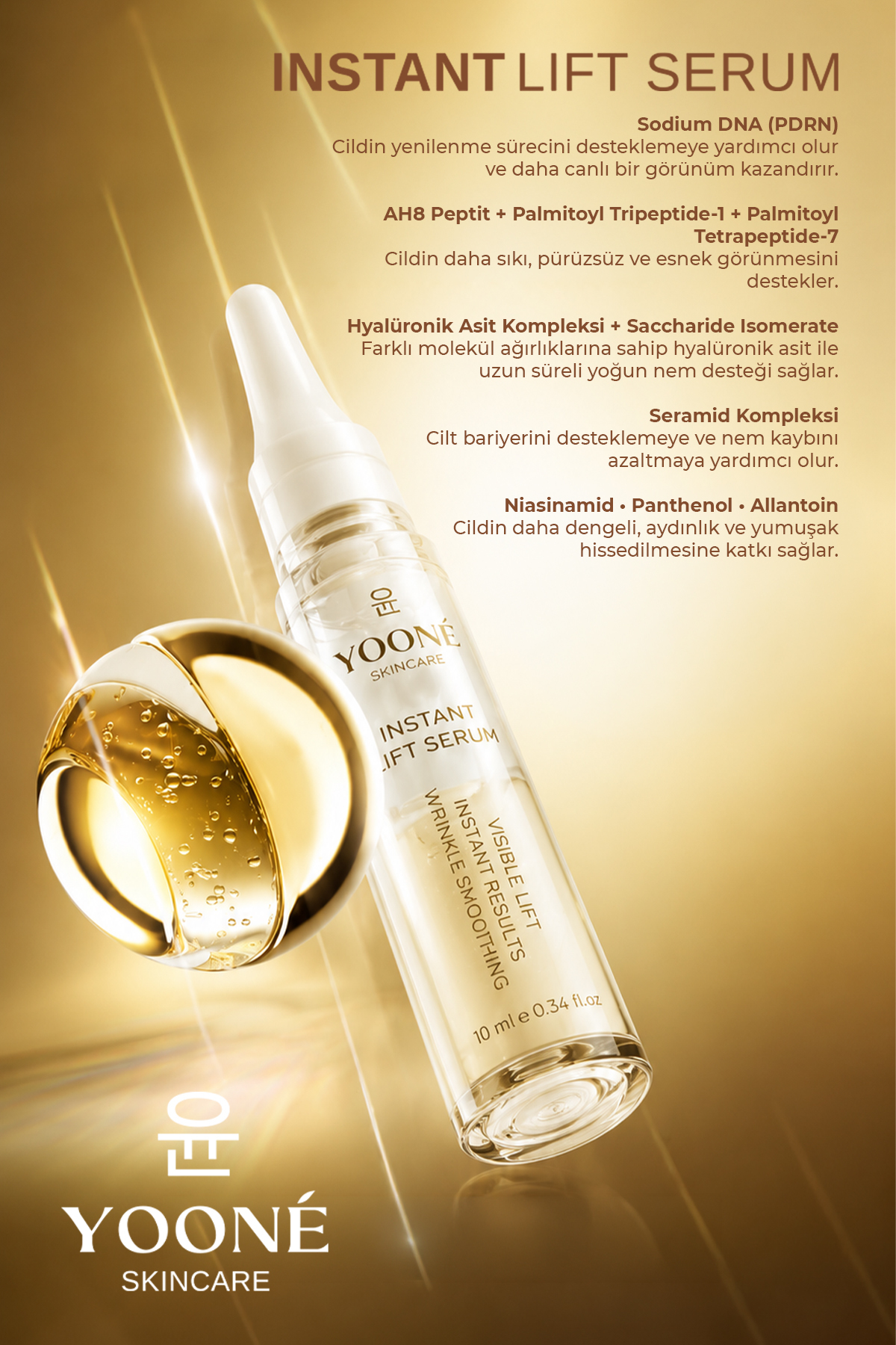 Yooné Skincare INSTANT LIFT SERUM 10 ml LIFTING ETKİLİ KIRIŞIKLIK KARŞITI YÜZ SERUMU — 02023434 — تصویر 4 از 7