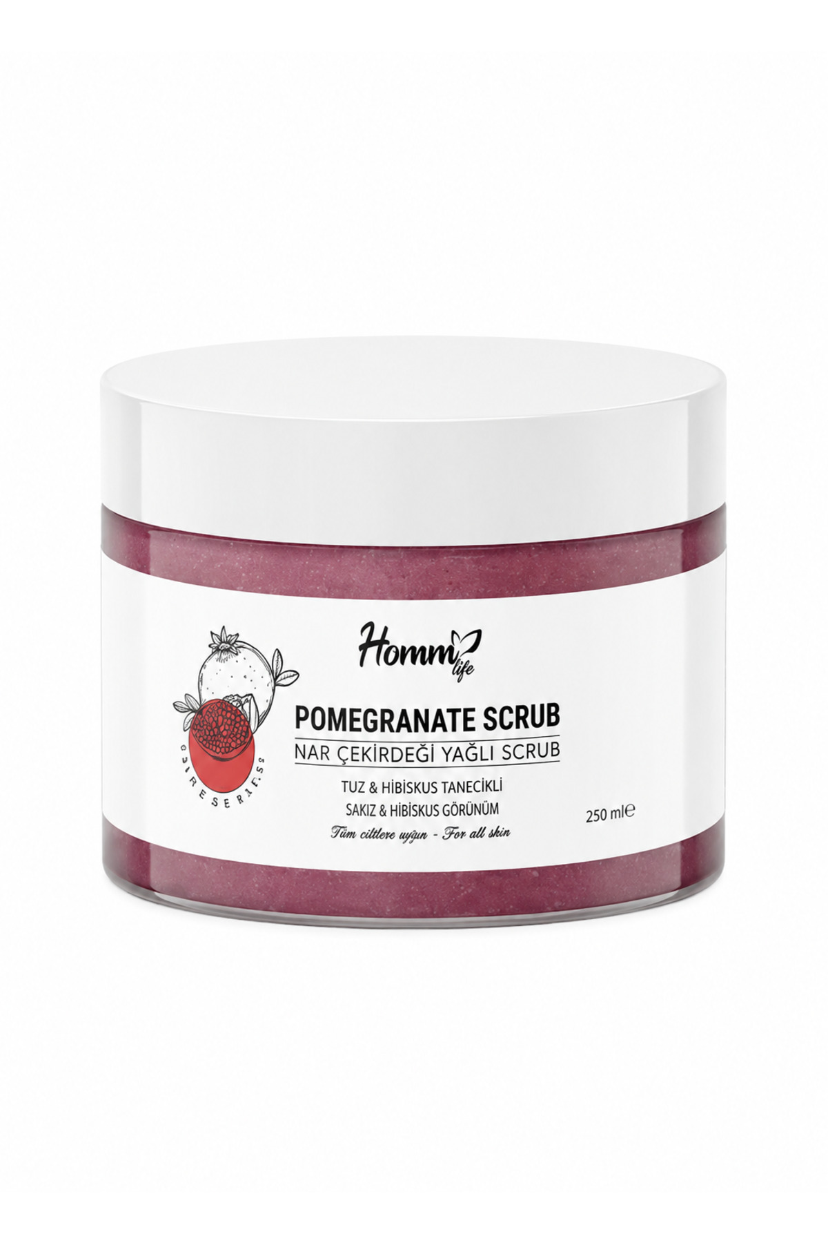 HOMM CLEAN HOMM LIFE NAR ÇEKİRDEĞİ YAĞLI BİTKİ TANECİKLİ SCRUB — HDLWHC72JFY