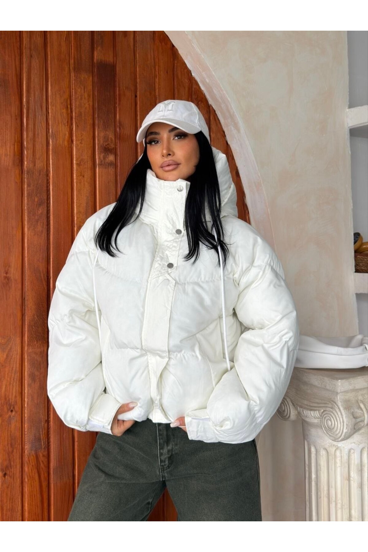 DENİKK Trend Kapşonlu Lastikli Puffer Şişme Mont görsel 2