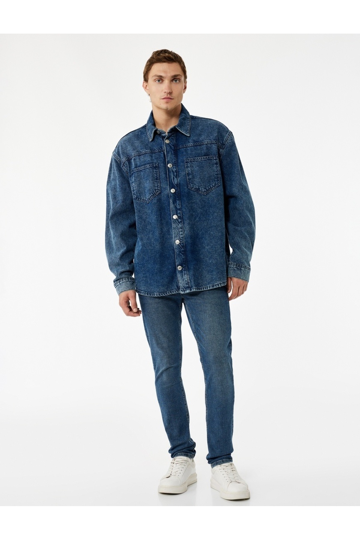 Normal Bel Cepli Pamuklu Slim Fit Jean Pantolon - Brad Jean - Orta İndigo