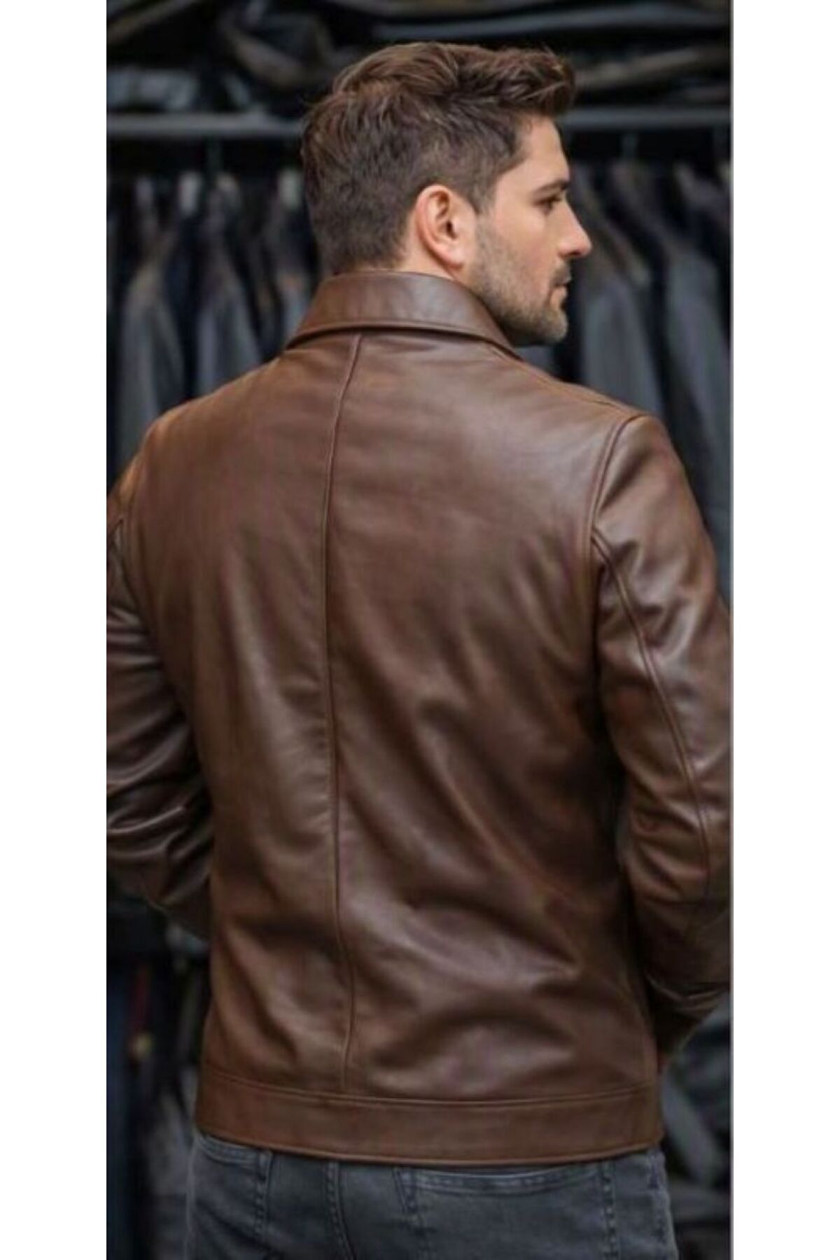 کت مردانه پوست بره اصل، طرح خاص — قهوه‌ای mlv5855 — تصویر 3 از 3