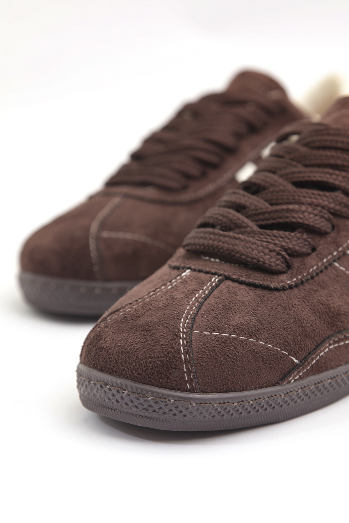 RoseVeno Kadın Kahve Süet Sneaker Günlük Spor Ayakkabı Rahat Retro Süet Detaylı Casual Ayakkabı görsel 5