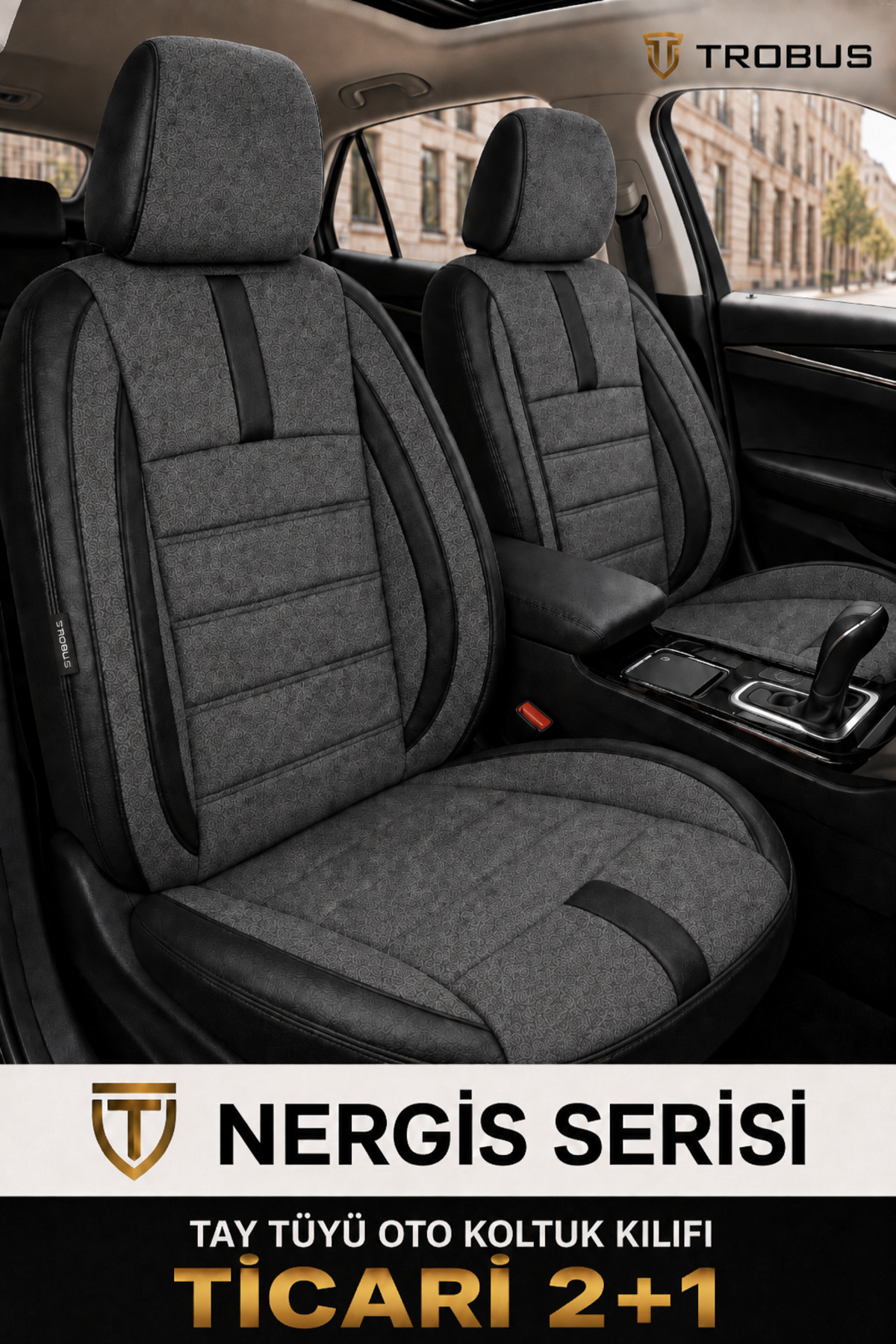 Ford Mondeo 2001-2007 Uyumlu - Tay Tüyü Orta + Lacost Kenar, 8 mm Süngerli Oto Koltuk Kılıfı Siyah (2 cm Yan Destek)