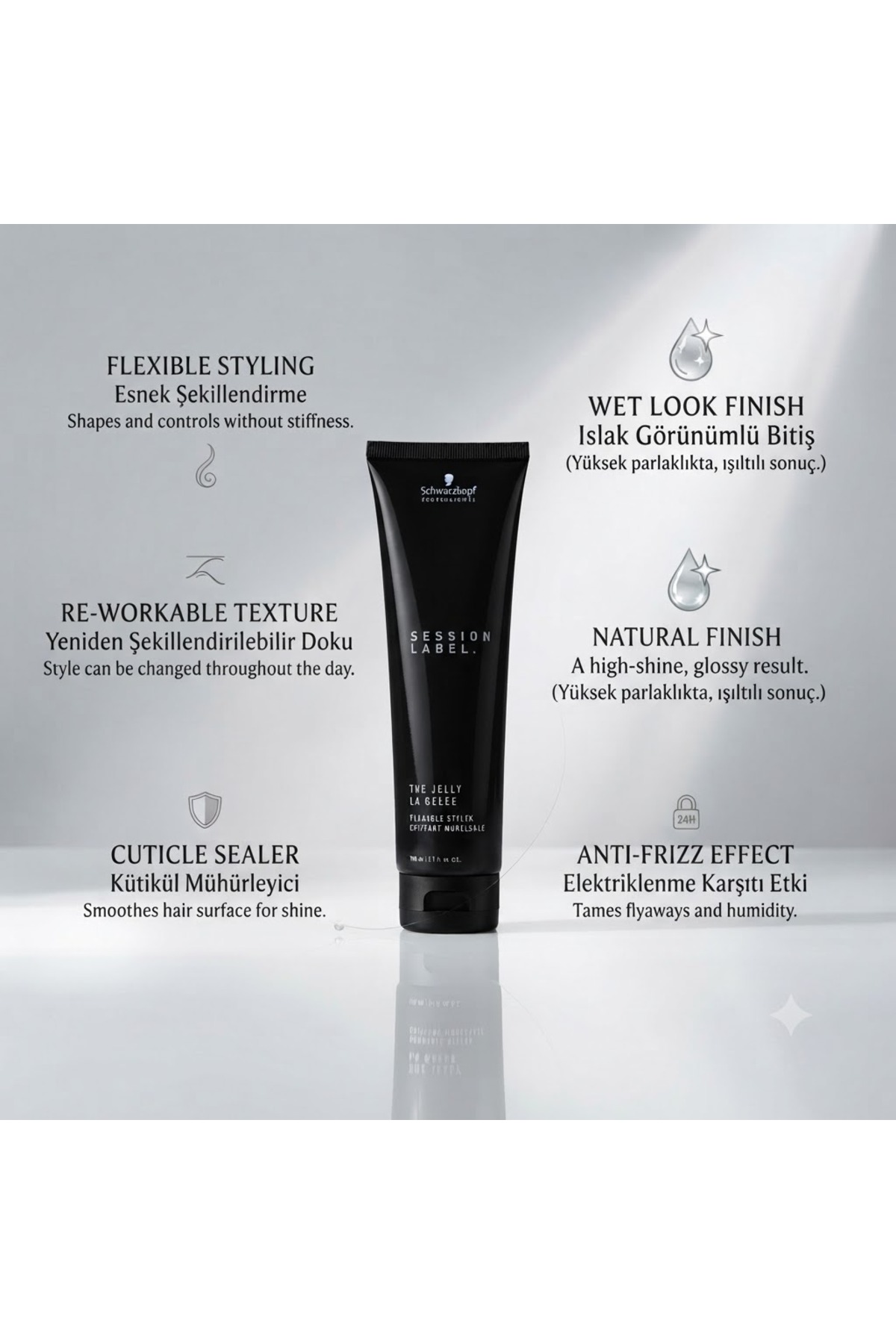 Kalıntı Bırakmayan Parlaklık Veren Islak Bitişli Esnek Saç Şekillendirici Jel 150 ml - The Jelly Wet Look Gel — SL-JELLY-FLEX-SPECIAL1 — تصویر 2 از 4
