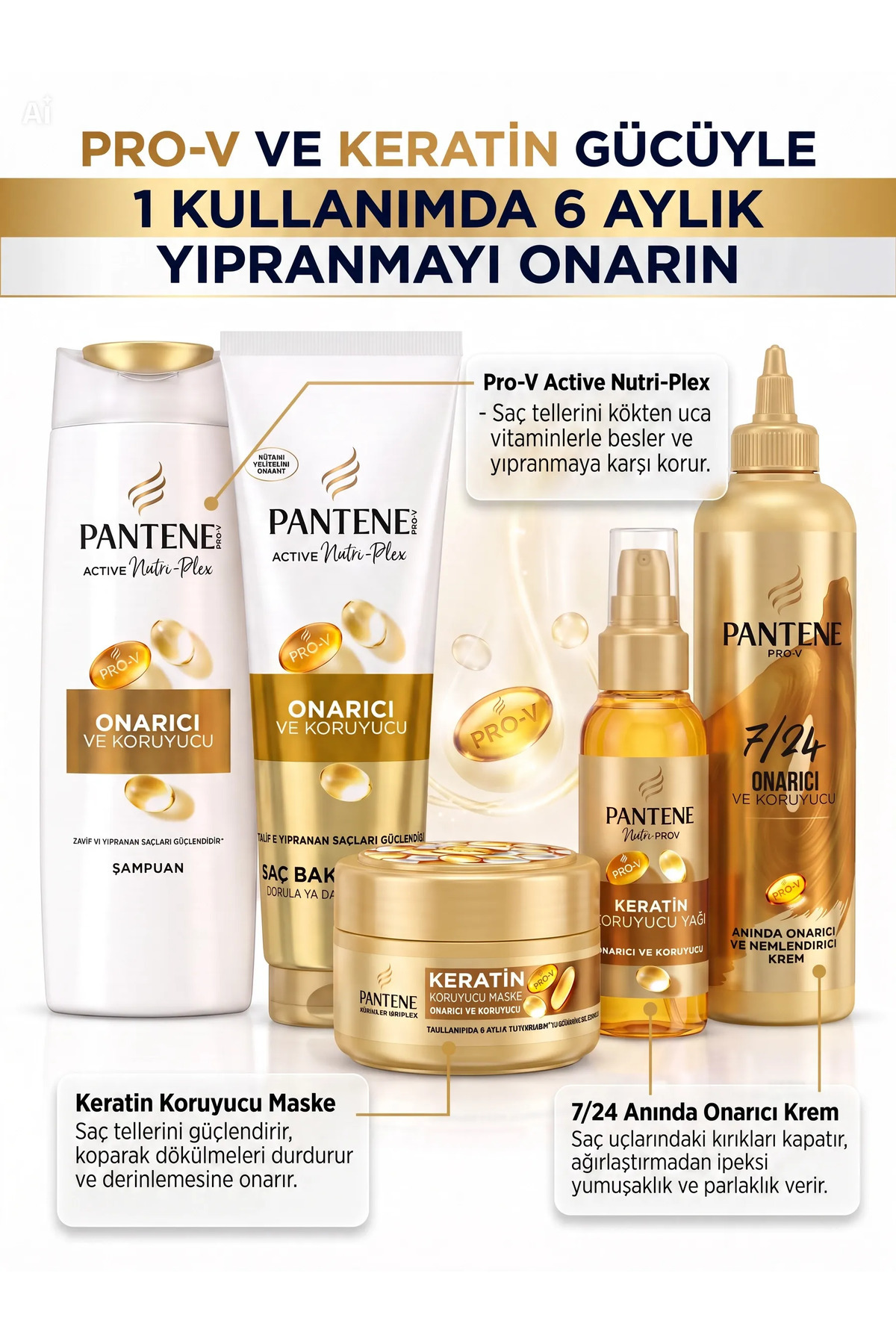 Saç Bakım Seti - Pro-V Active Nutri-Plex Onarıcı ve Koruyucu 5'li Saç Bakım Seti — INK.PAN.SET.001 — تصویر 2 از 2