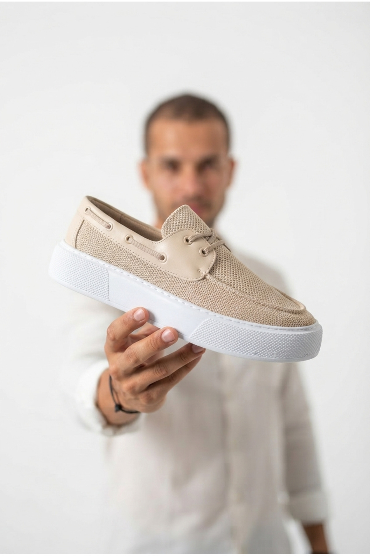 Zerenyus ZRC2602 - Premium Triko Erkek Bağcıklı Loafer Bej görsel 3
