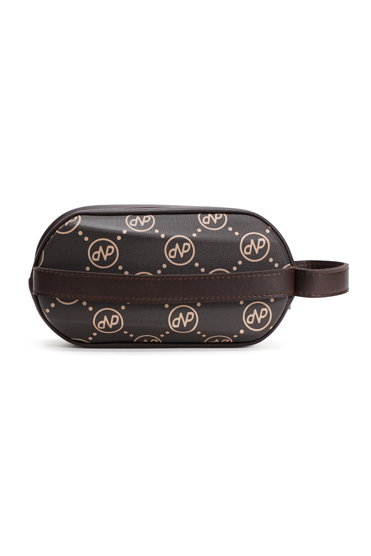 Newish Polo Erkek Desenli El Çantası Portföy Çanta Fermuarlı El Tutmalı Günlük Şık Organizer Clutch kahverengi görsel 4