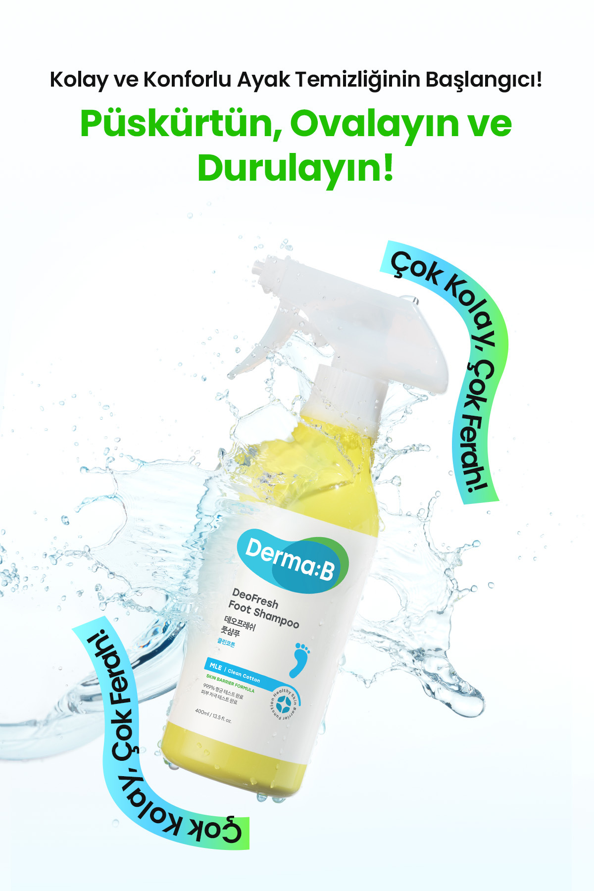 Kötü Koku Karşıtı, Nemlendirici ve Serinletici Ayak Şampuanı DERMA:B DeoFresh Foot Shampoo (Forest) — 8809723785803 — تصویر 7 از 9