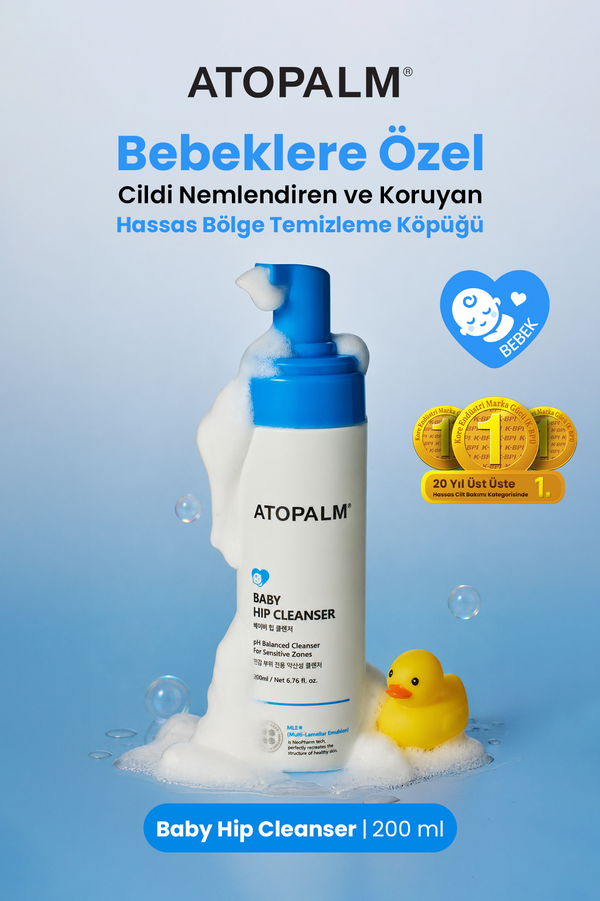 Atopalm Bebeklere Özel, Cildi Nemlendiren&Koruyan Hassas Bölge Temizleme Köpüğü Baby Hip Cleanser — 9699