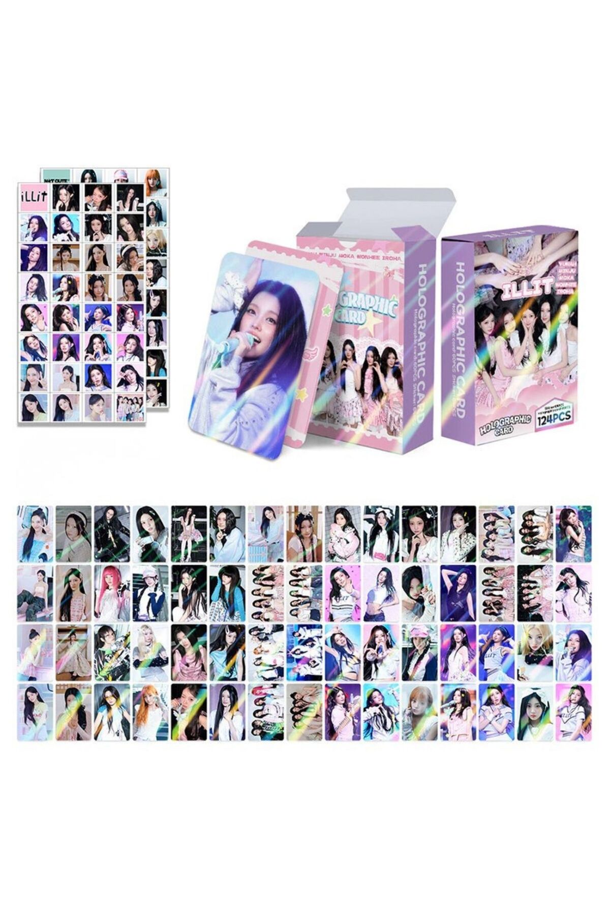 Kpop Dünyasi ILLIT Çift Yön Baskılı Hologramlı / Lomo Card Seti