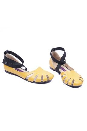 Amoris Deri Özel Tasarım Kadın Ayakkabı Renk Sarı AMORİS07