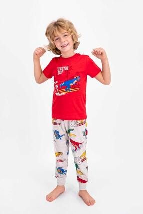 Erkek Kırmızı Çocuk Kısa Kol Pijama Takımı RP2347-C