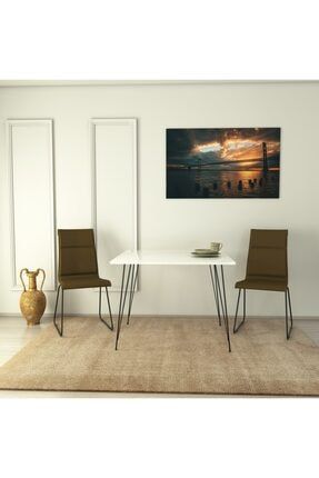 Sandalf Parlak Beyaz Metal Ayaklı Kare Mutfak Masası, 90x90 Cm 32 TRZ-SANDALF 0016-