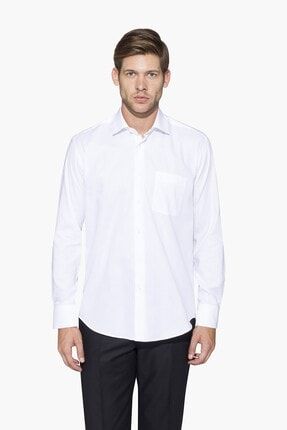 Erkek Kolay Ütülenen Klasik Kesim Beyaz Gömlek 111325