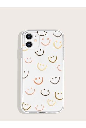 Iphone 13 Uyumlu Renkli Smile Desenli Şeffaf Telefon Kılıfı 13sffmbdzn048