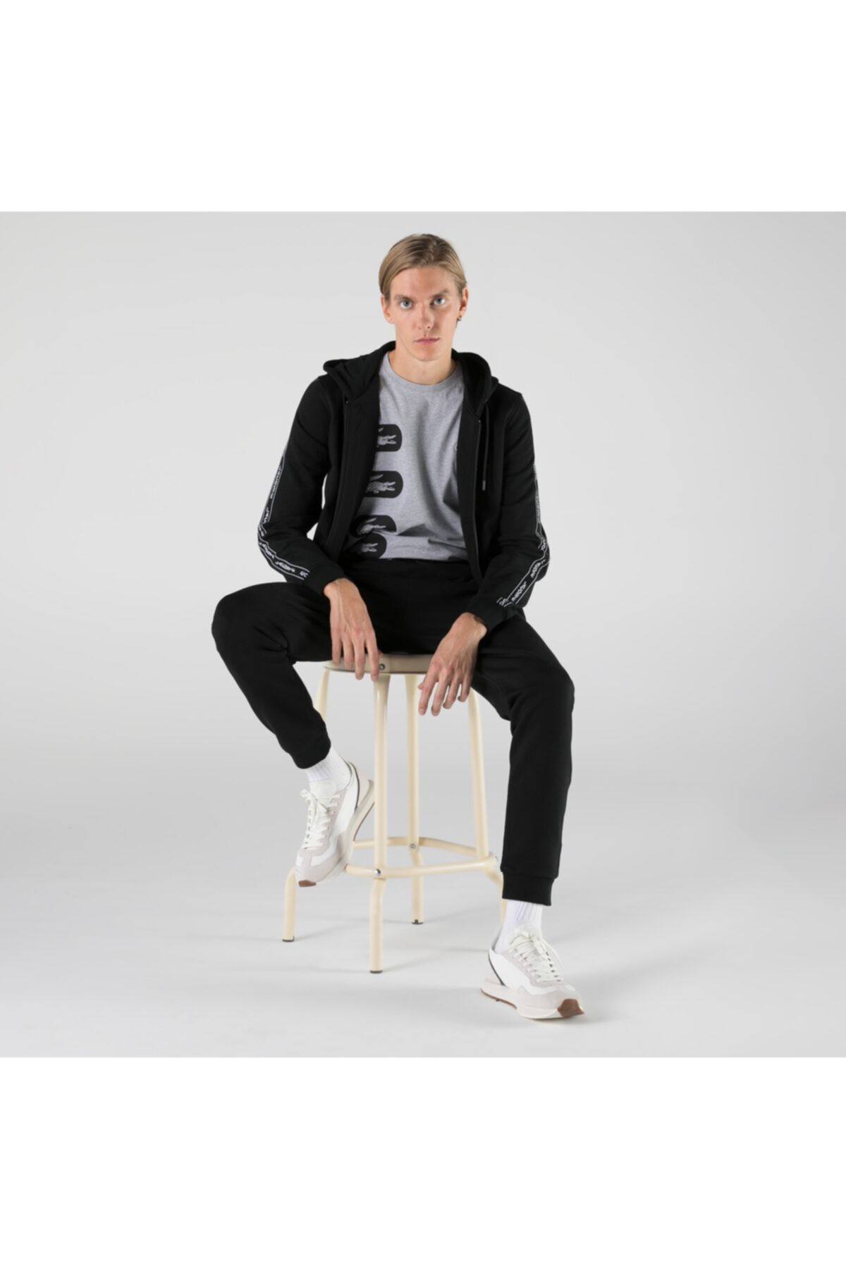 Lacoste Erkek Slim Fit Kapüşonlu Fermuarlı Siyah Sweatshirt
