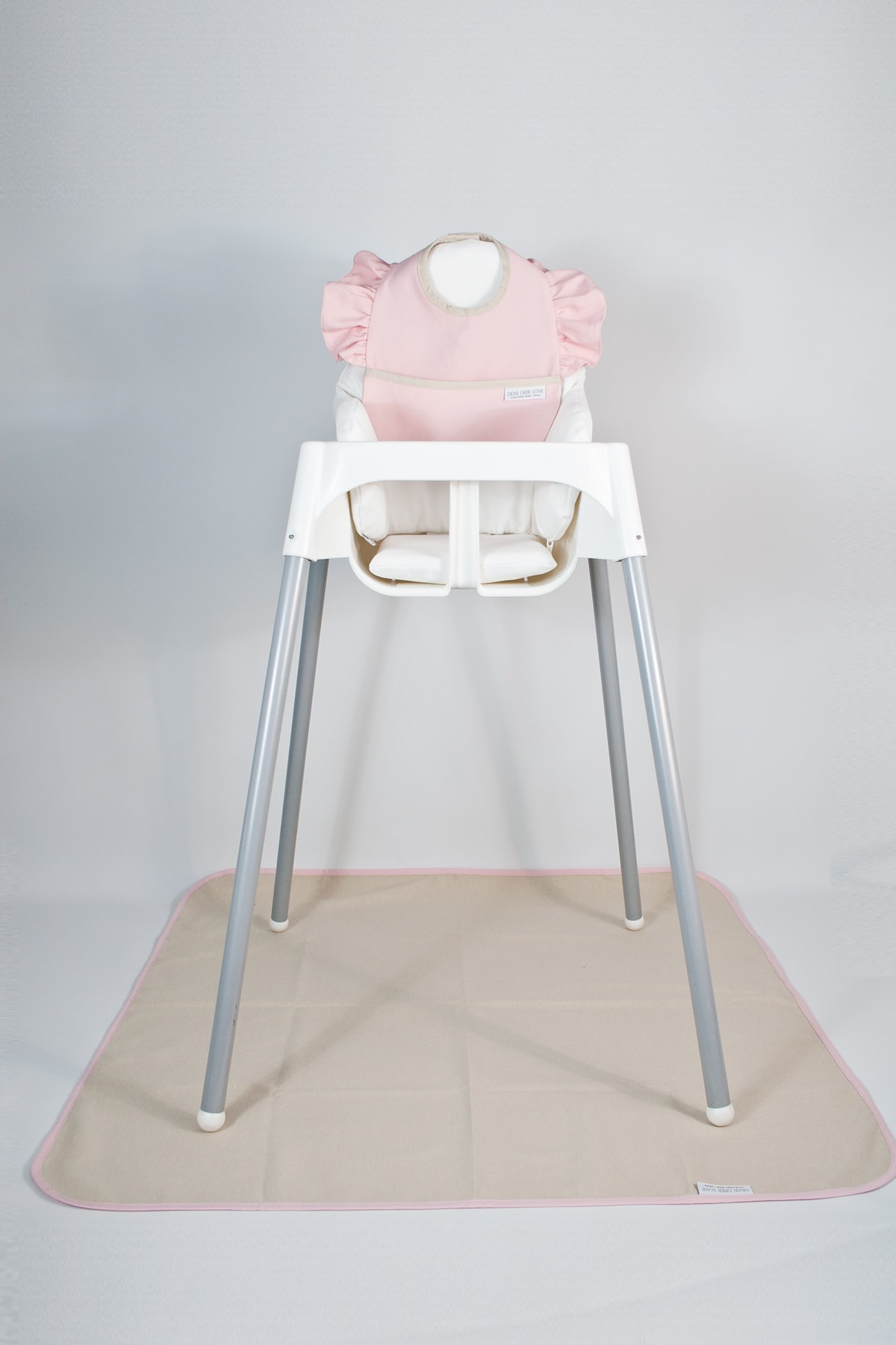 Dear Deer Love Sıvı Geçirmez Mama Önlüğü & Mama Sandalyesi Örtüsü - Blw Seti / Fırfırlı Önlük Pink fotoğrafı 2 (önizleme)