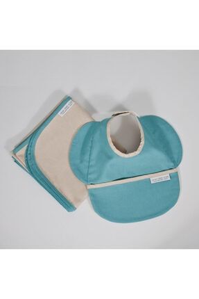 Sıvı Geçirmez Mama Önlüğü & Mama Sandalyesi Örtüsü - Blw Seti / Bebek Önlük Aqua DDLBLWKa