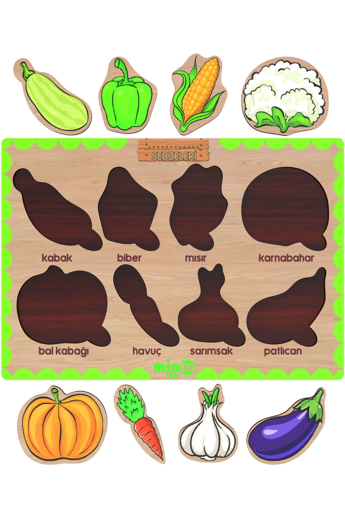 minİQ toys Ahşap Türkçe Ciftlik Hayv.+orman Hayv.-sebzeler-meslekler 4’lü Set Eğitici-öğretici Yapboz fotoğrafı 5 (önizleme)