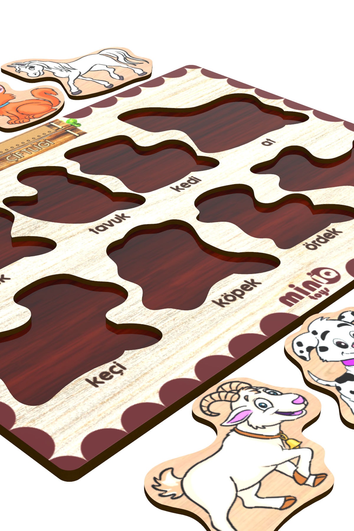 minİQ toys Ahşap Türkçe Ciftlik Hayv.+orman Hayv.-sebzeler-meslekler 4’lü Set Eğitici-öğretici Yapboz fotoğrafı 7 (önizleme)