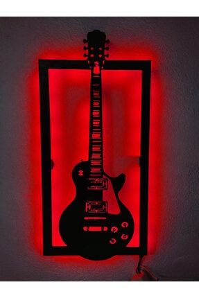 Elektro Gitar Led Işıklı Ahşap Tablo elektro
