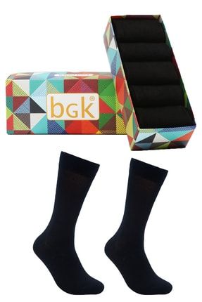 Erkek Siyah Premium Bambu Çorap 5'li Siyah Dikişsiz BGK-6326476
