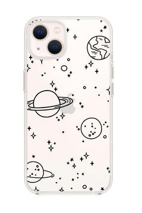 Iphone 13 Uyumlu Galaxy Desenli Premium Silikonlu Şeffaf Telefon Kılıfı galaxy13sf