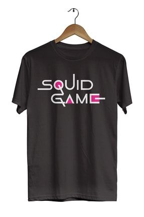 Squid Game Yazı Model Baskılı Siyah Unisex T-shirt ACRTSSQUIDENGU
