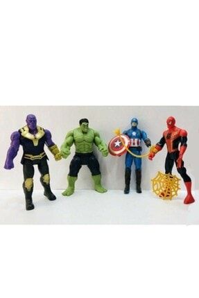 Bade Oyuncak Avengers Yenilmezler Thanos Hulk Örümcek Kaptan Amerika Adam Işıklı 4 Lü Set PRA-4690571-1655