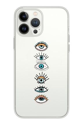 Iphone 13 Pro Şeffaf Gözler Desenli Telefon Kılıfı IP13P-062