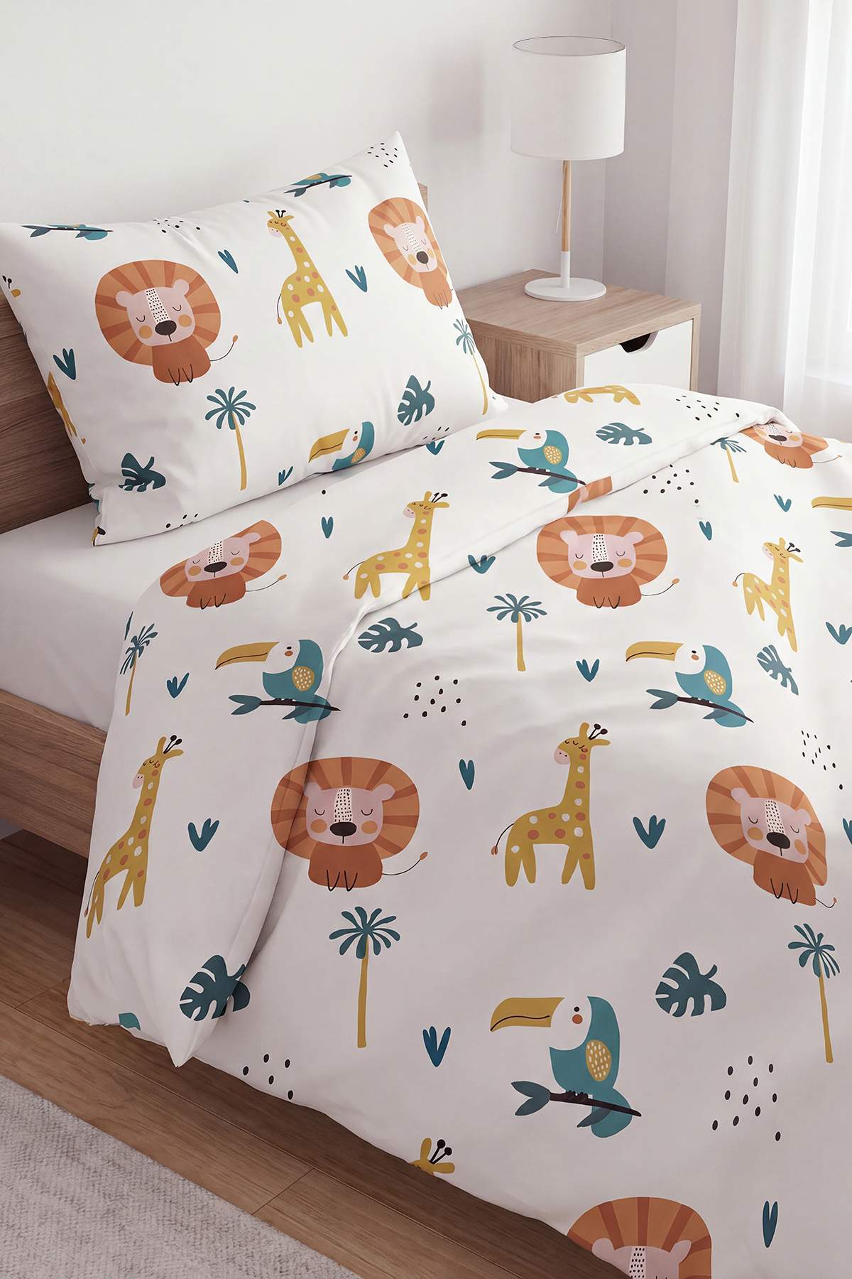 Trendyol Home Pastel Colored Safari Patterned Single Baby Kids Bedding Set Tphss26Nr00002