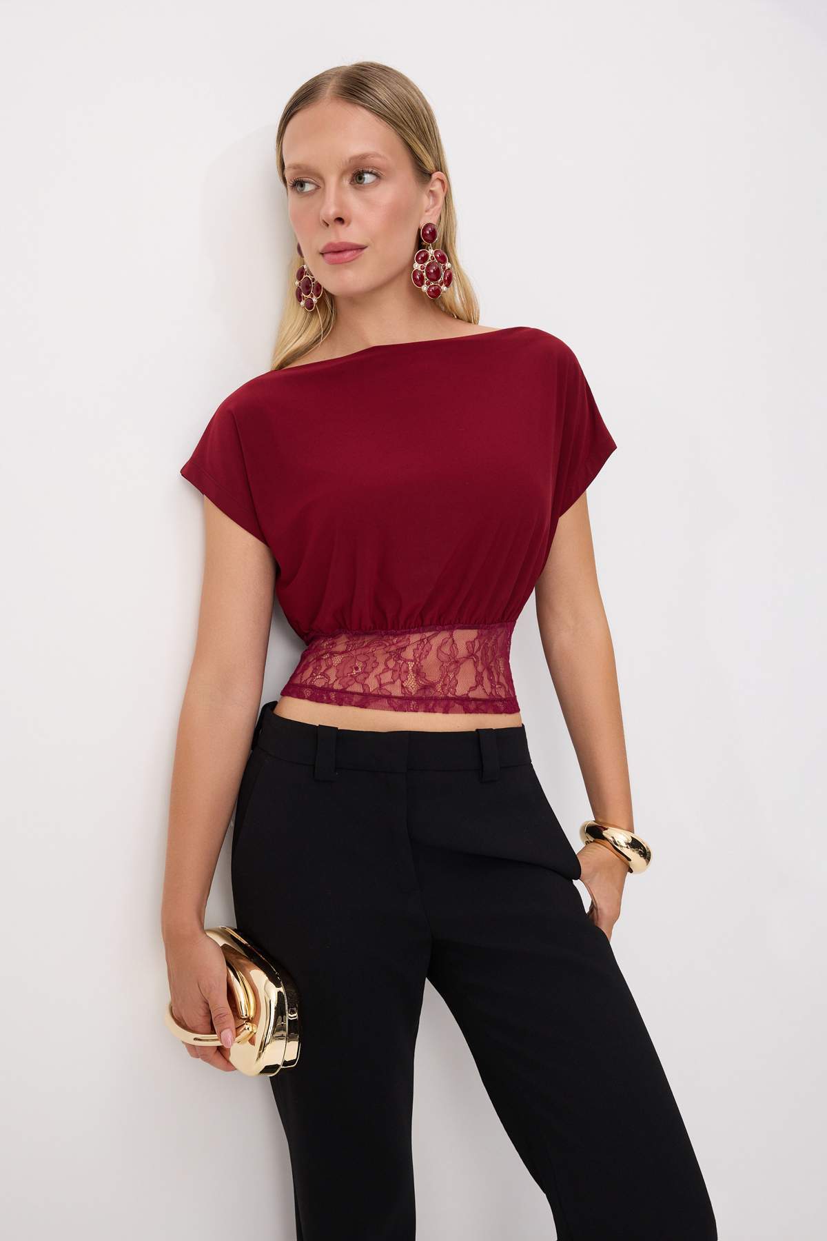 Trendyolmilla Bordo Düz Kayık Yaka Kolsuz Örme Sandy Bluz TPRSS26BZ00061