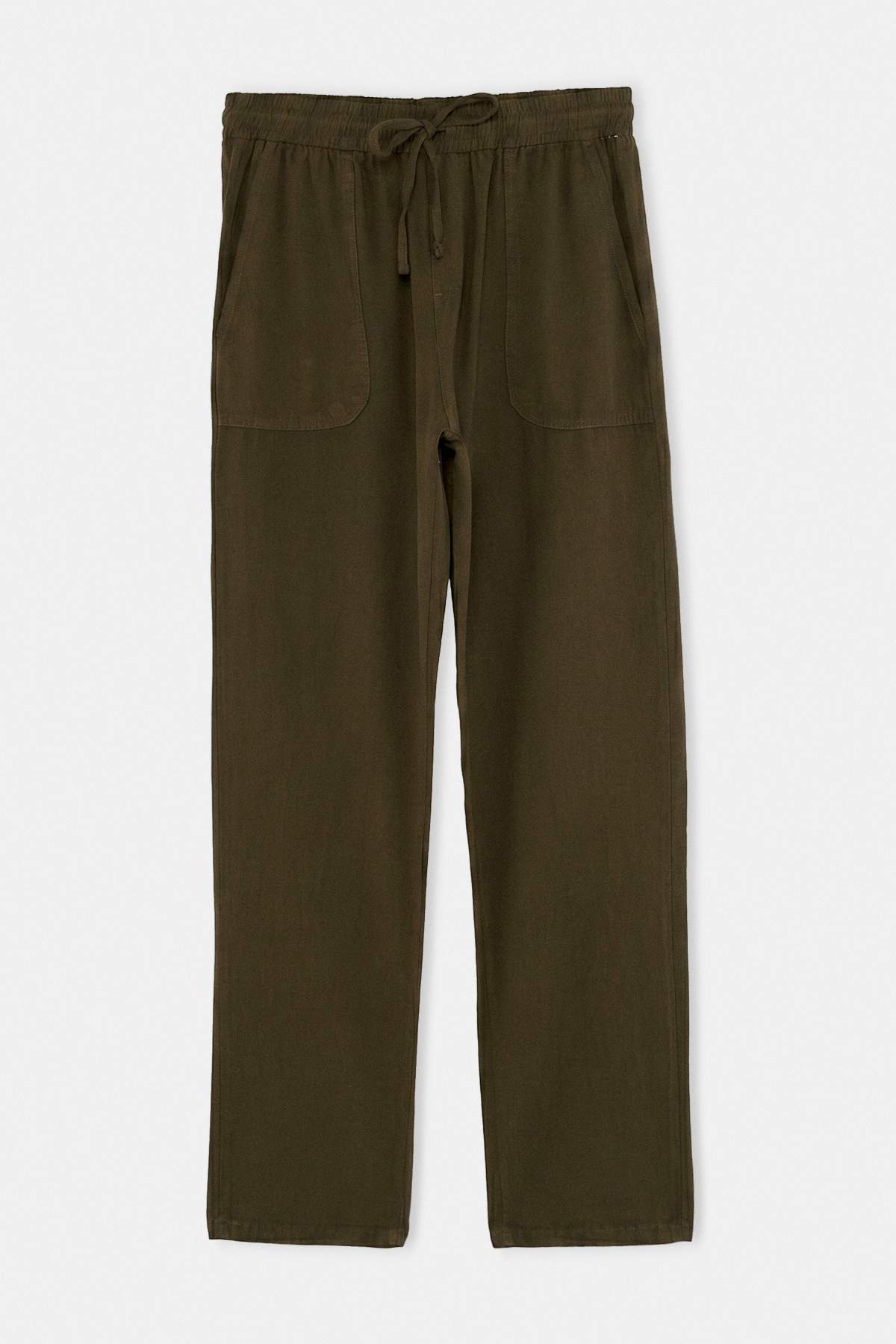 Trendyolmilla Man Haki Kot Görünümlü Straight Fit Erkek Pantolon TMNAW27PL00003