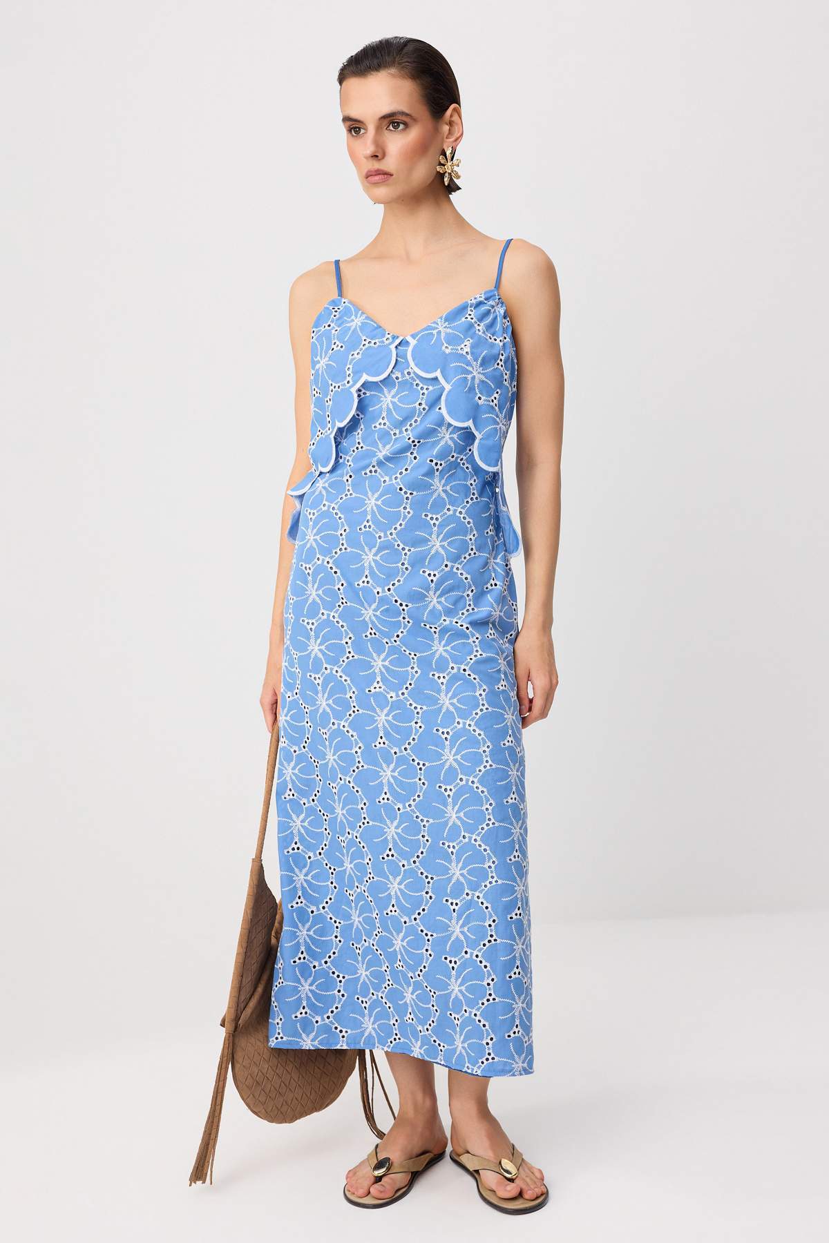 Trendyolmilla Mavi Dokulu Maxi Dokuma Elbise TWOSS26EL00594