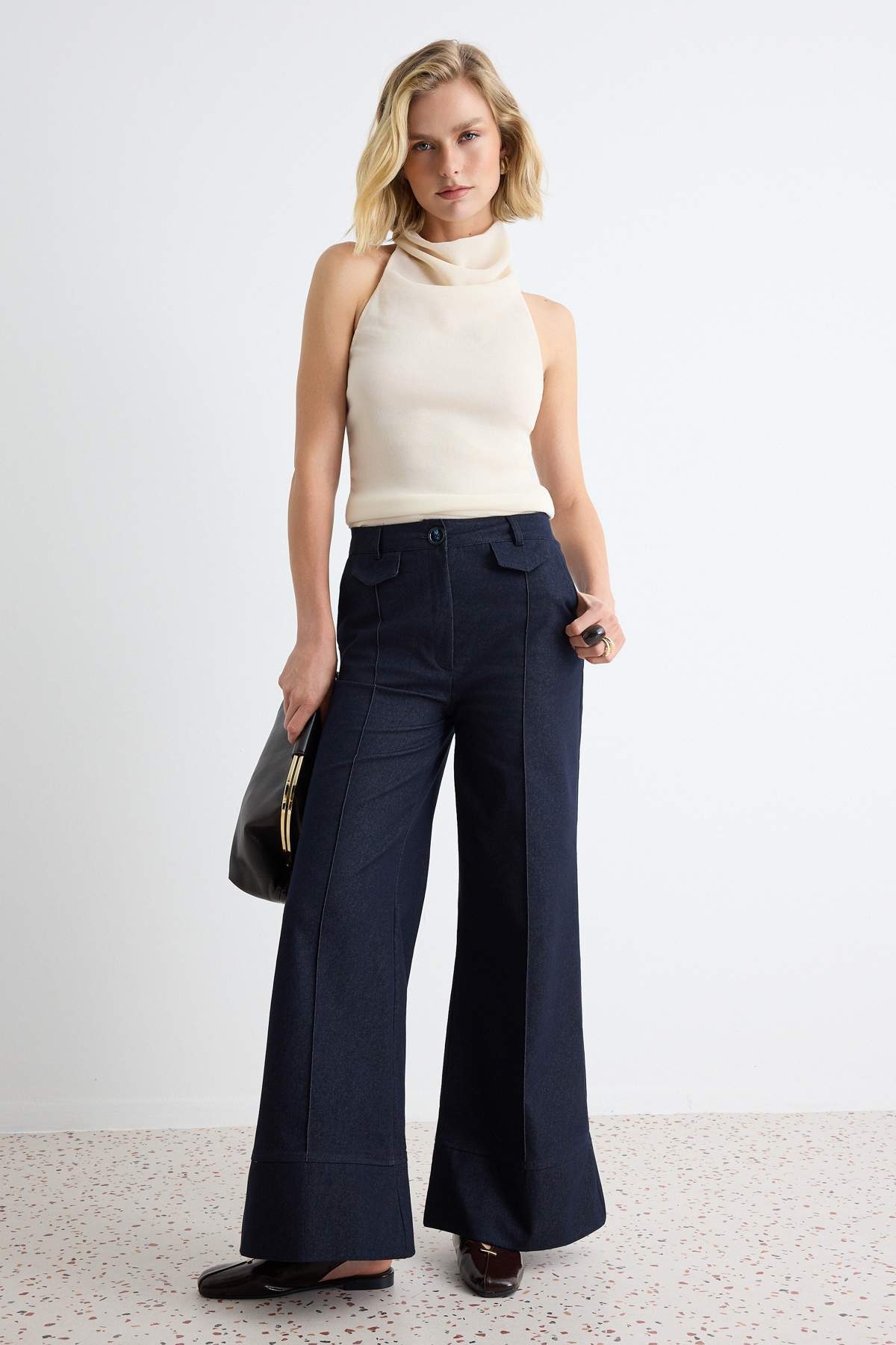 Trendyolmilla Lacivert Culotte Pantolon TWOAW27PL00036