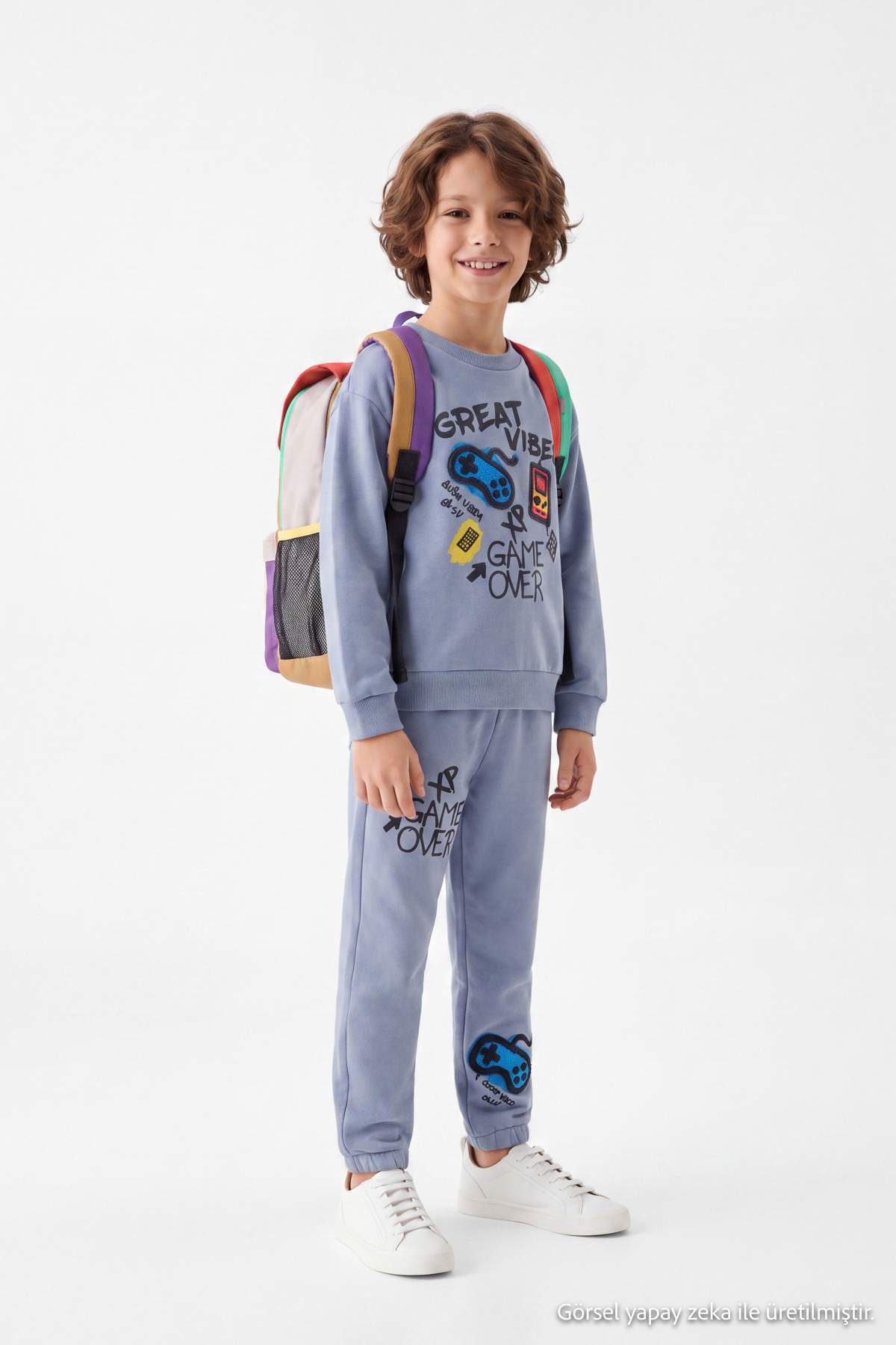 Trendyolmilla Kids Gri Erkek Çocuk Baskılı Örme Alt - Üst Takım TKDAW26AU00056