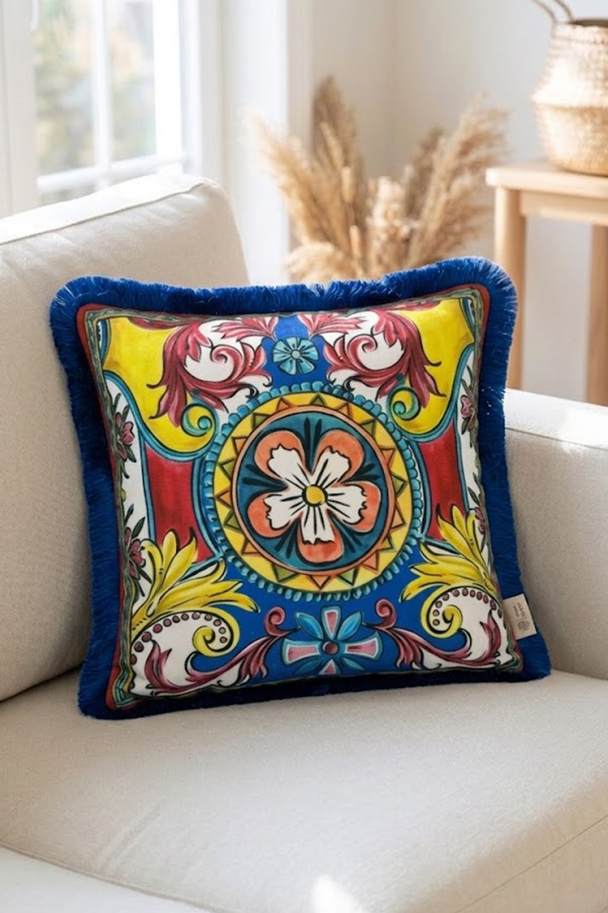 Saxe Fringed Milan 8 Pattern Decorative 43x43cm Square Pillow Case