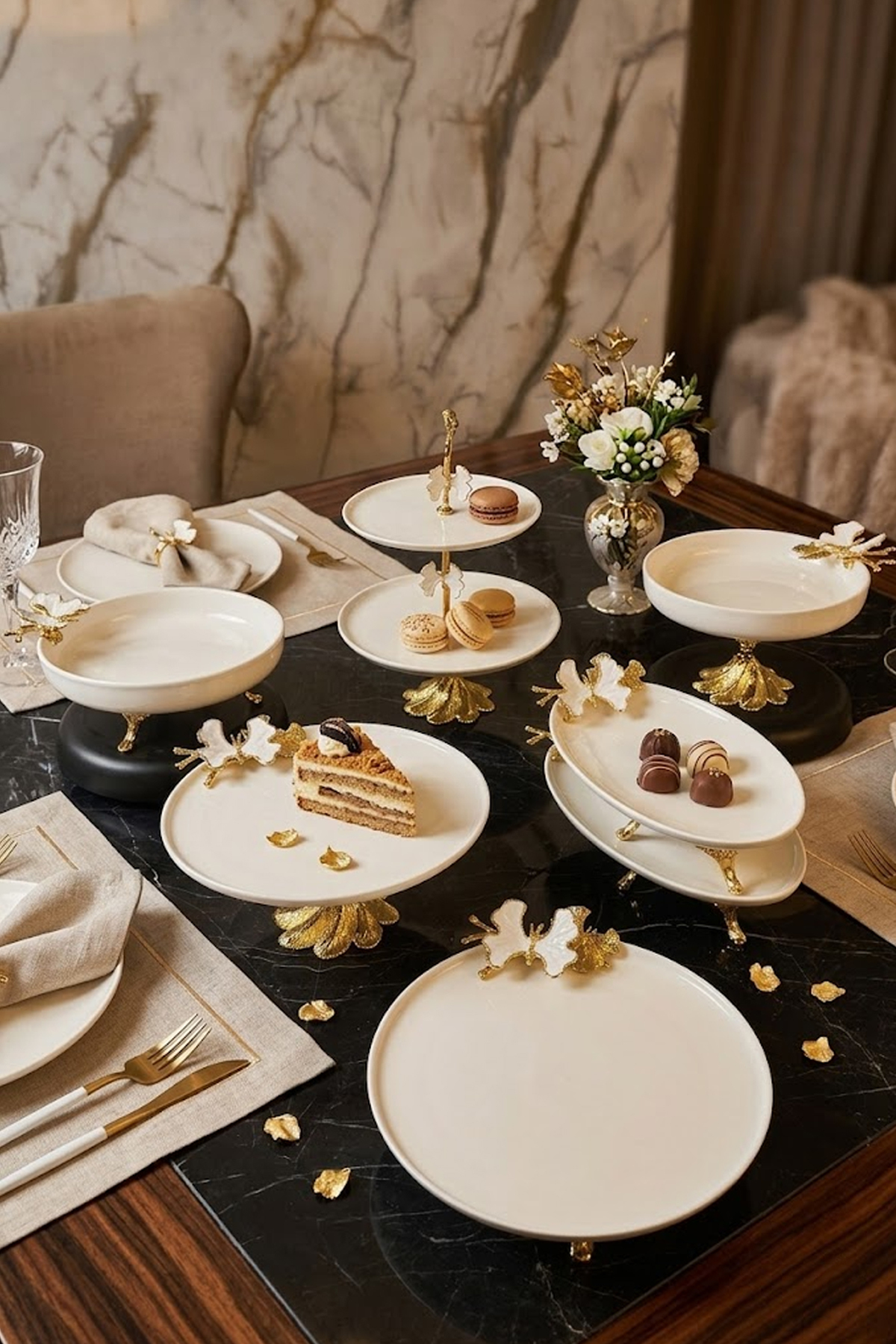 MAY HOME 7 Parça WB Porselen Sofra Sunum Seti & Yemek Tabağı