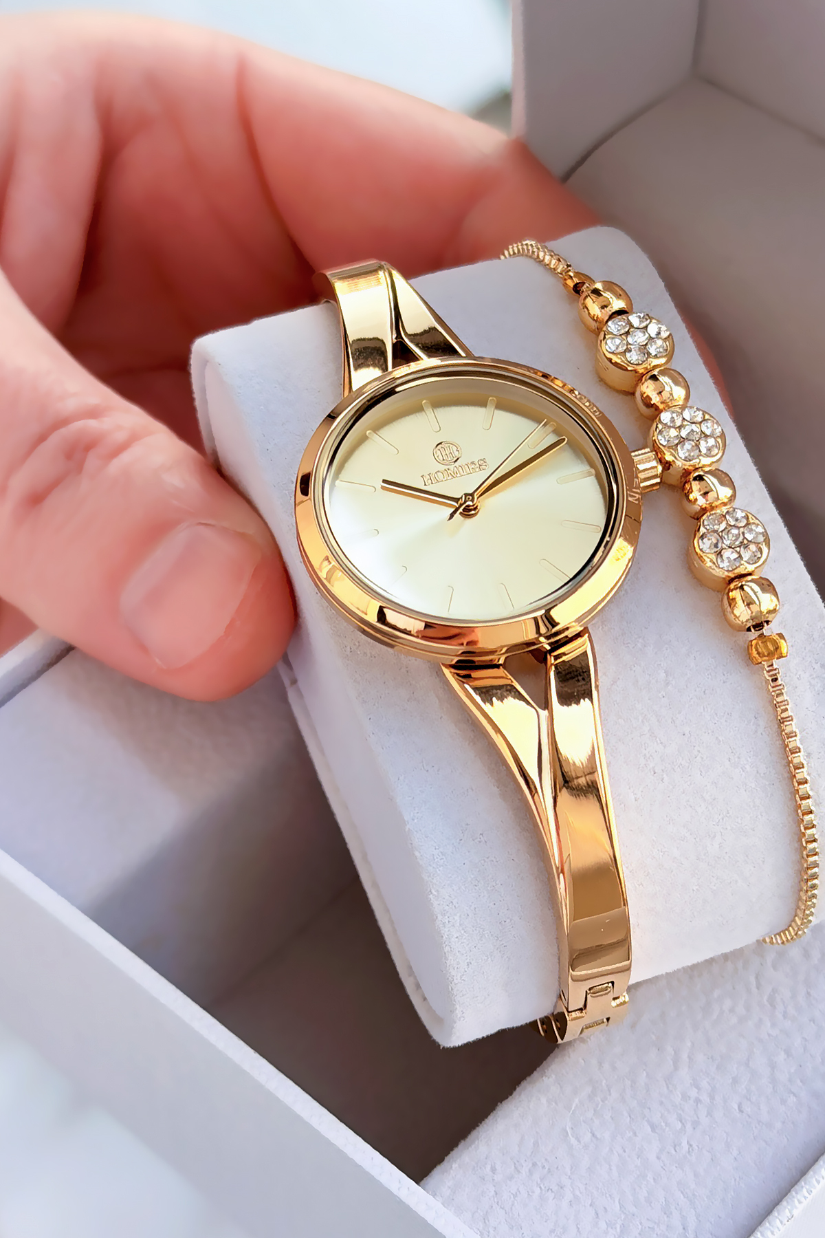 Premium Elegant Model Women Wrist Watch with Steel Strap Japanese Movement Gift Custom Box HMBY2065C1