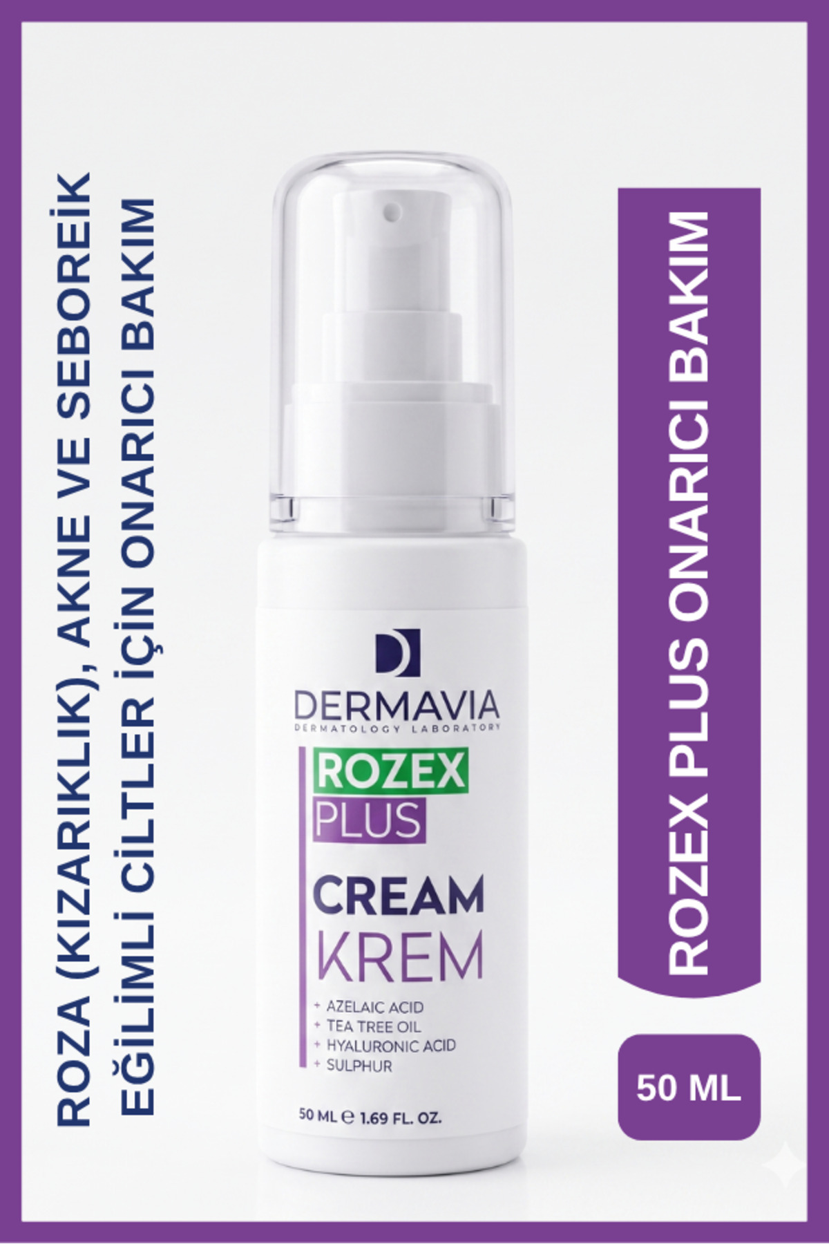 Dermavia Rozex Plus Cream 50ml - Tea Tree Oil, Sulfur, Azelaic and