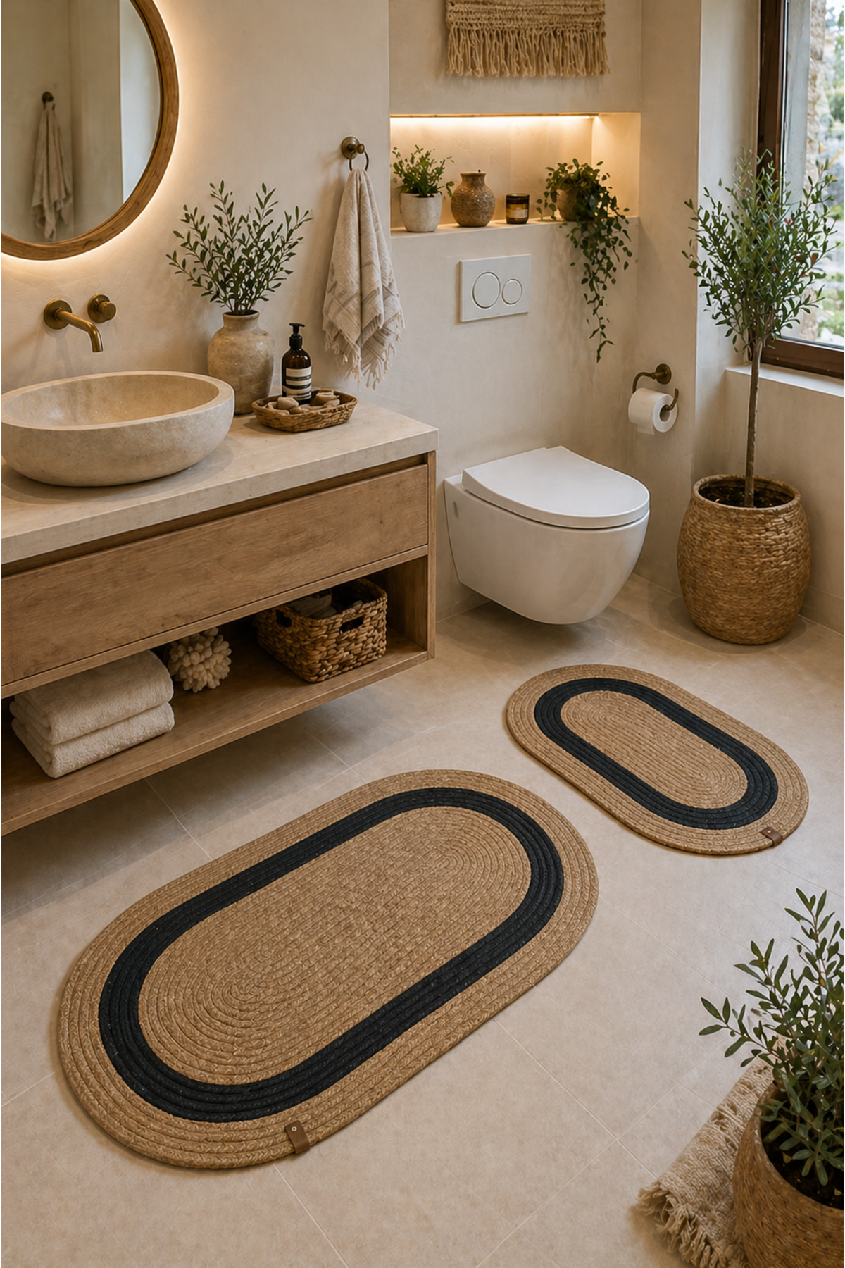 DOĞAL JÜT İP ÖRME BANYO PASPASI