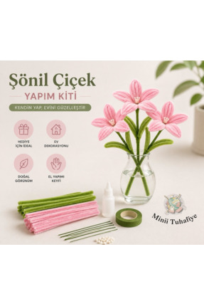Minii Tuhafiye Şönil 3’lü Zambak Yapım Kiti | Kendin Yap El Yapımı Dekoratif ...
