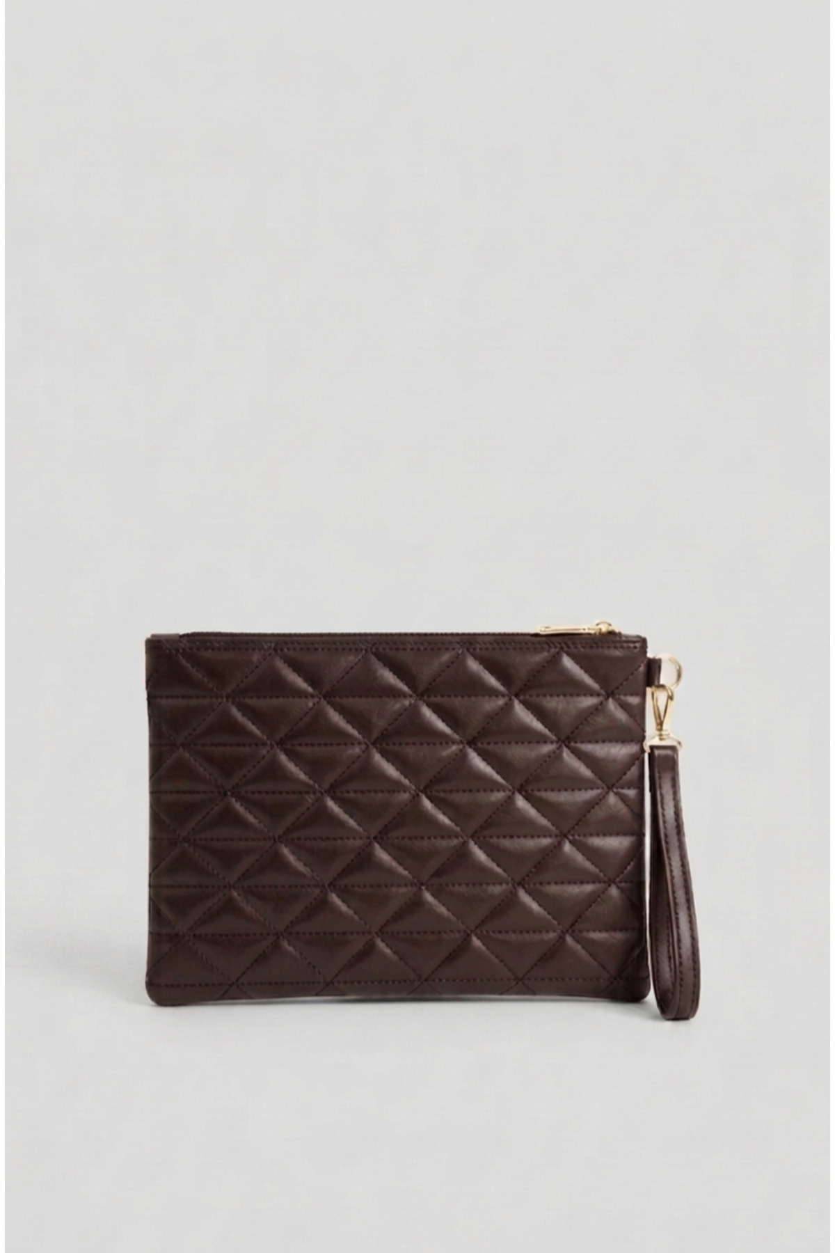 Bagfoni Notte Acı kahve Üçgen Desenli Portföy Clutch El Çantası