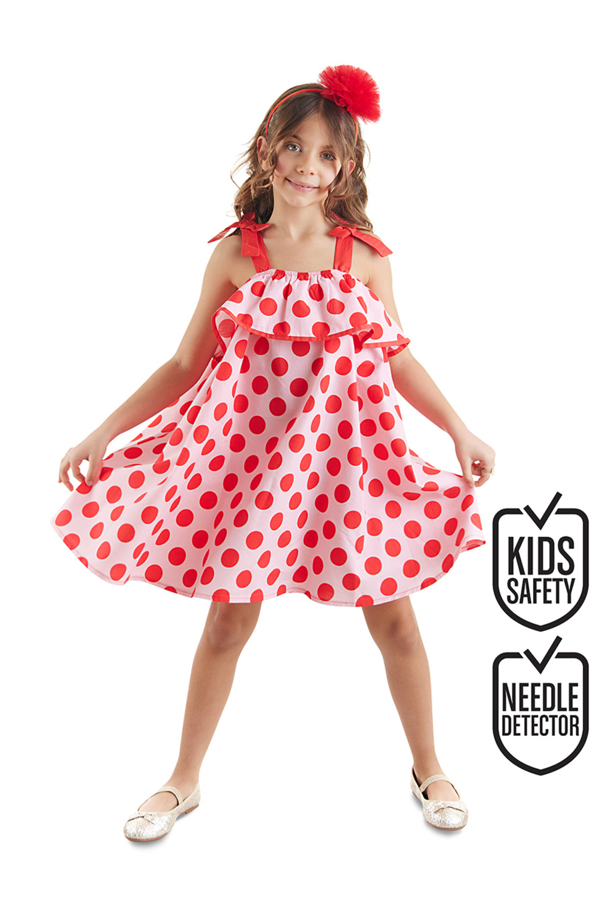 Spotted Ruffle Girl Pink Strappy Summer Dress